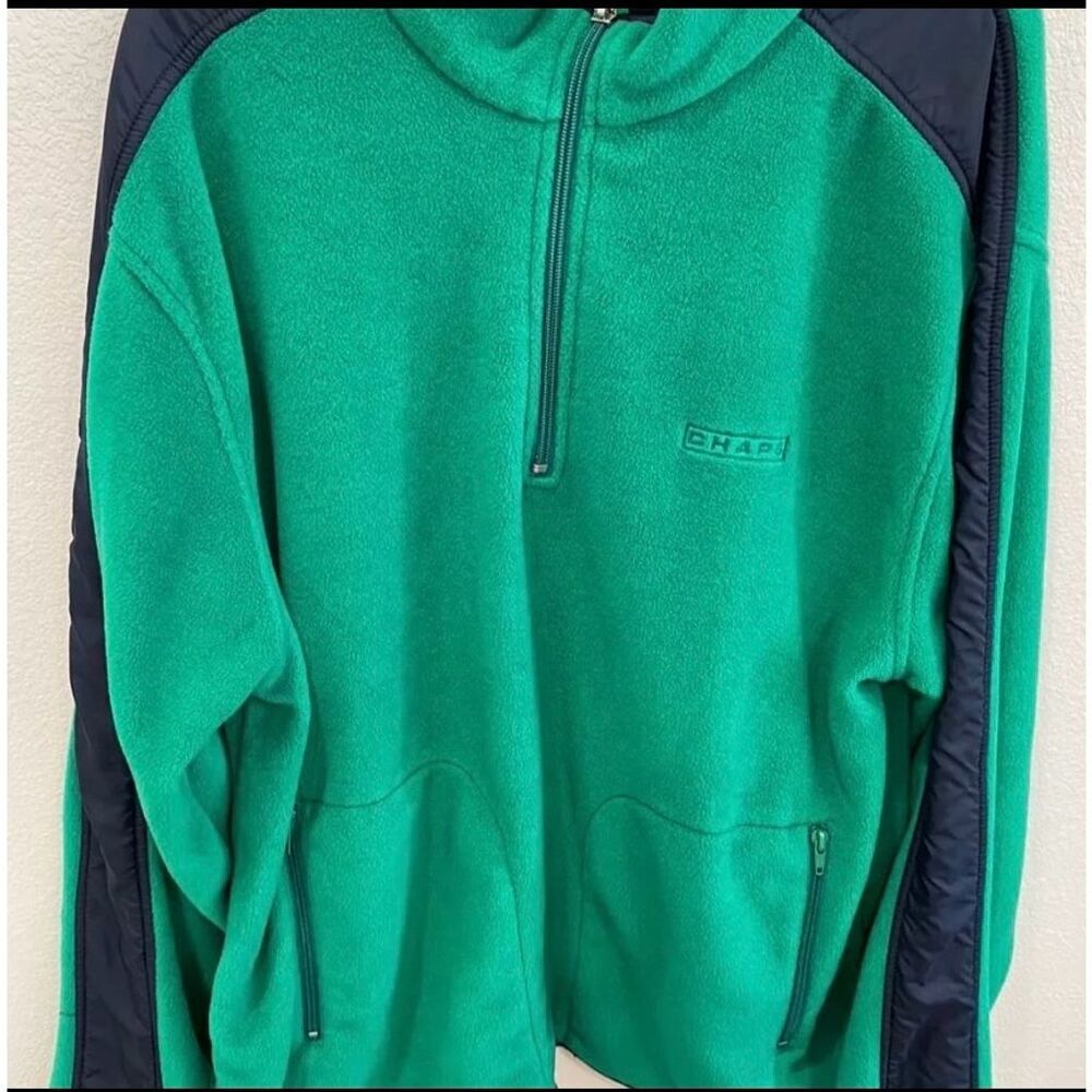 CHAPS classic Men's Large Green Fleece Quarter Zip Pullover Sweater